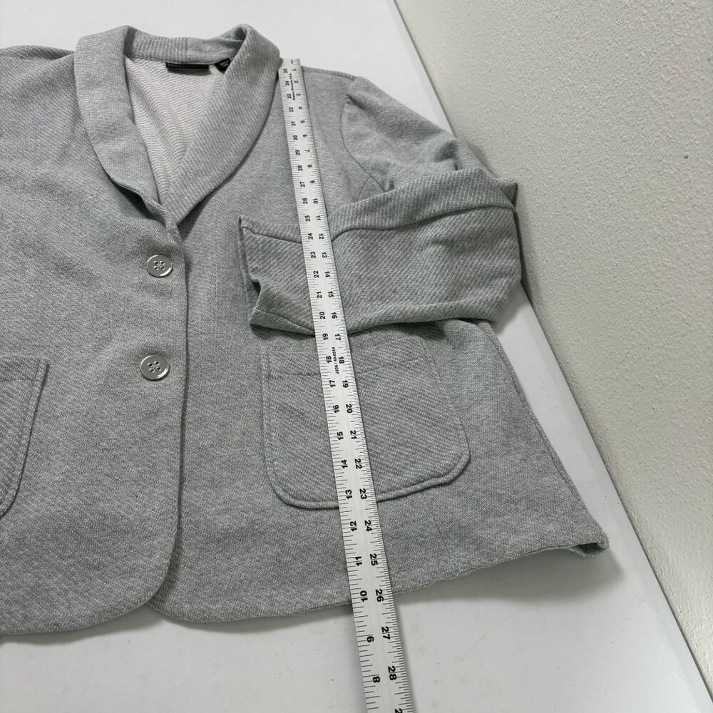 Susan Graver Weekend Heathered Twill Terry Blazer Size XL Gray Pockets A634075 - Picture 10 of 12